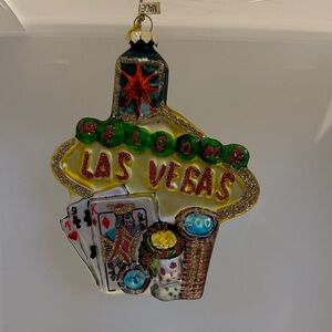 Las Vegas hand blown Ornament with Playing Cards